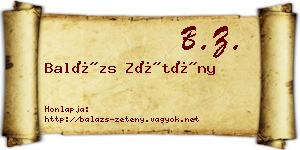 Balázs Zétény névjegykártya